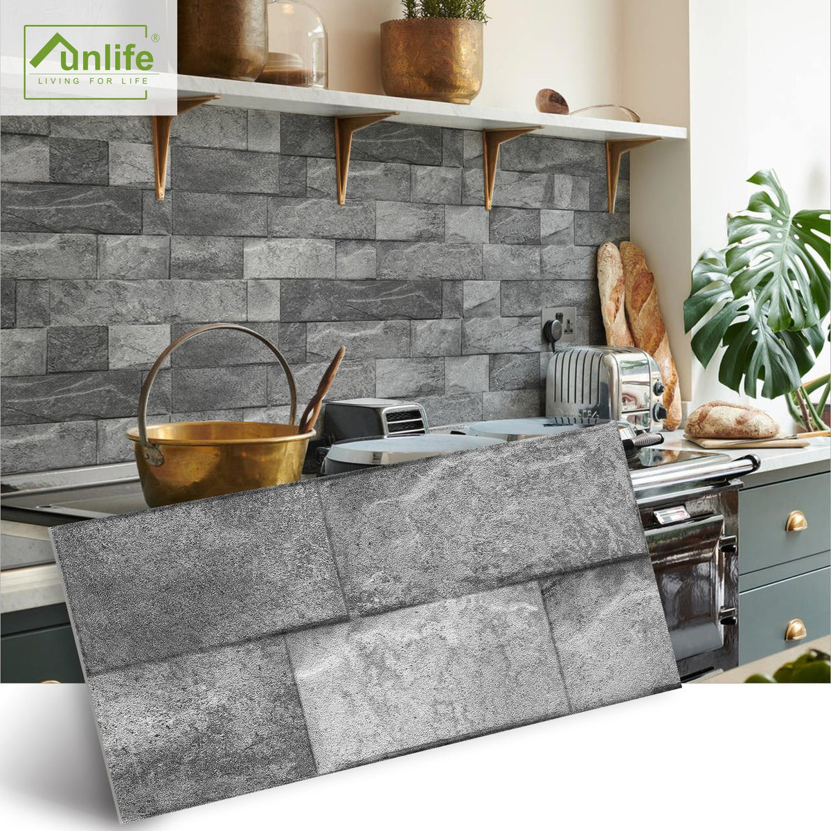 Gray Brick Wall Stickers for Fast Industrial Decor
