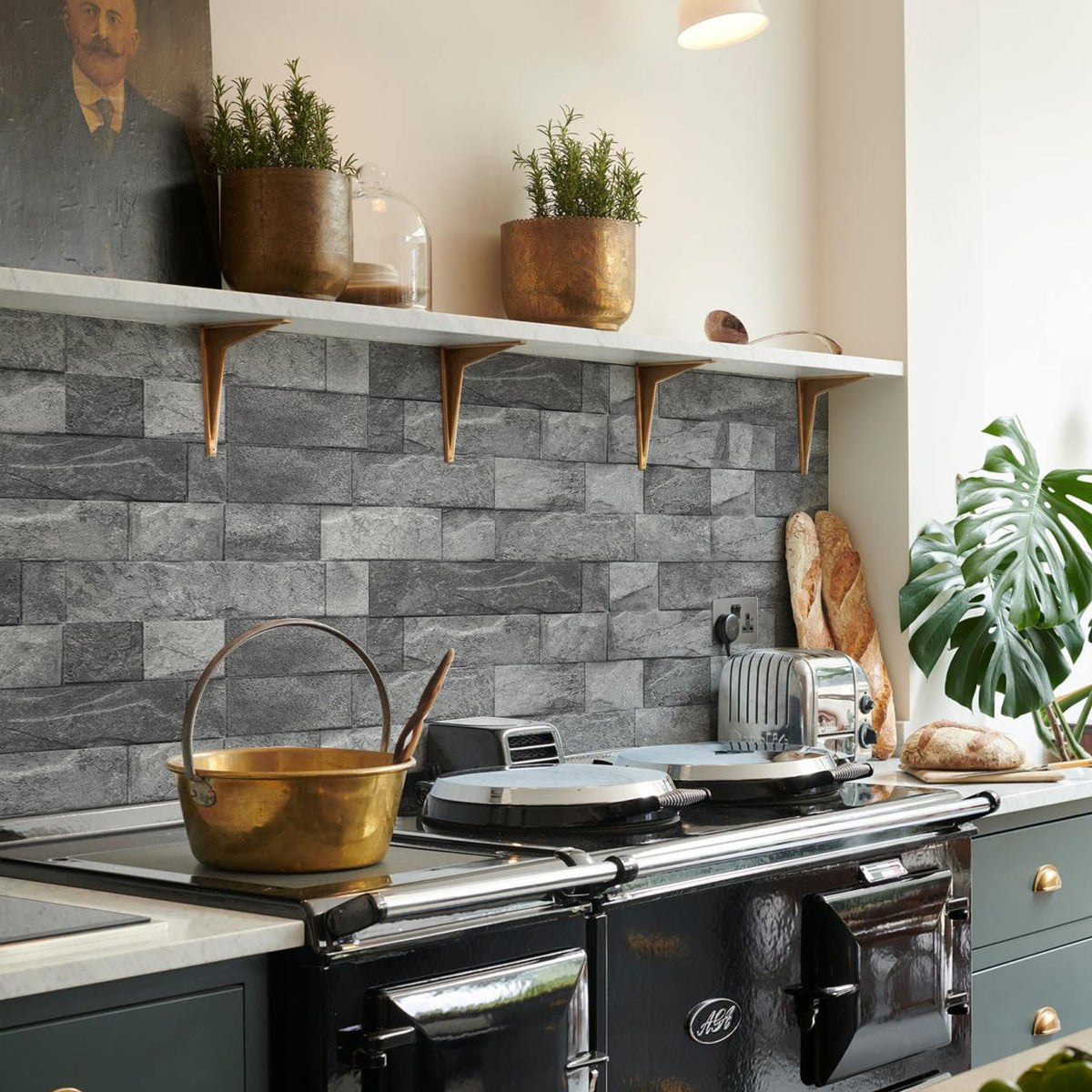 Gray Brick Wall Stickers for Fast Industrial Decor