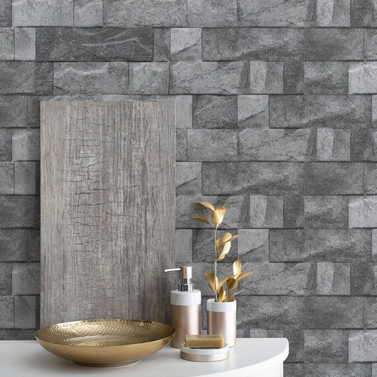 Gray Brick Wall Stickers for Fast Industrial Decor