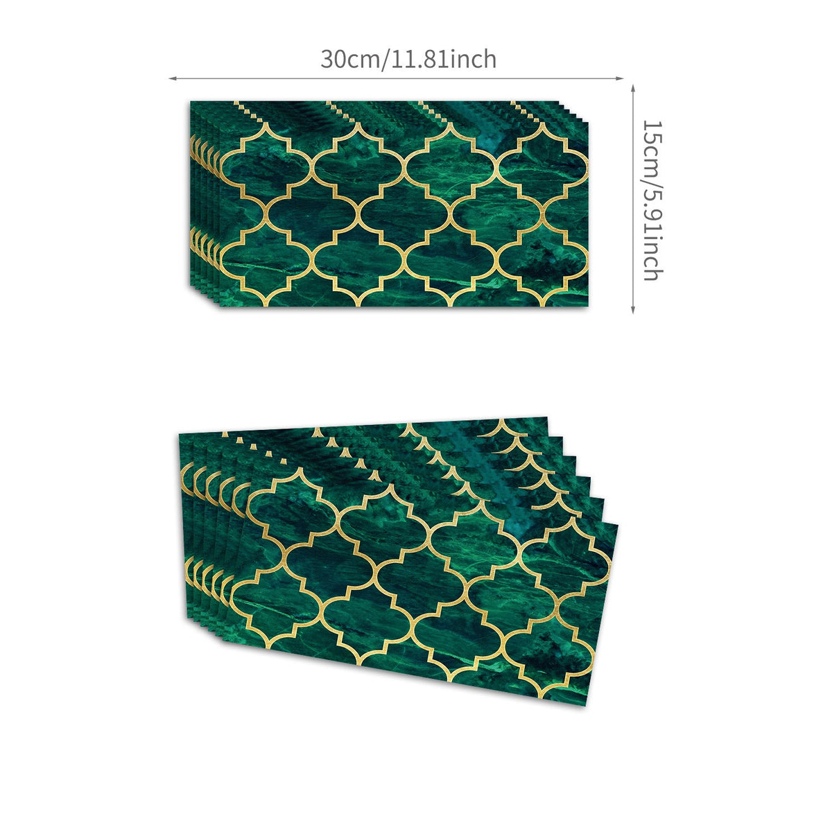 Wallpaper Sticker — Emerald And Gold Tiled Wall