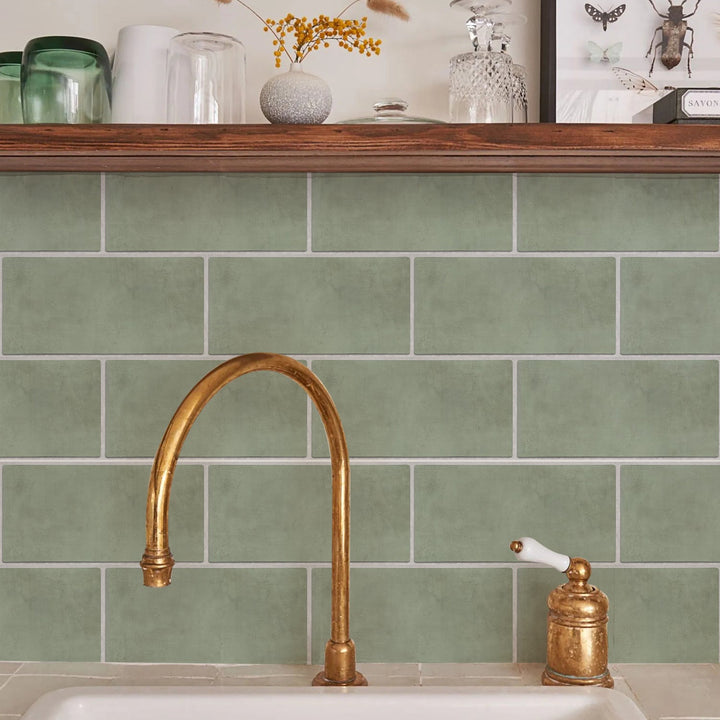 Peel-and-Stick Tile Stickers for Sage-Green Backsplash