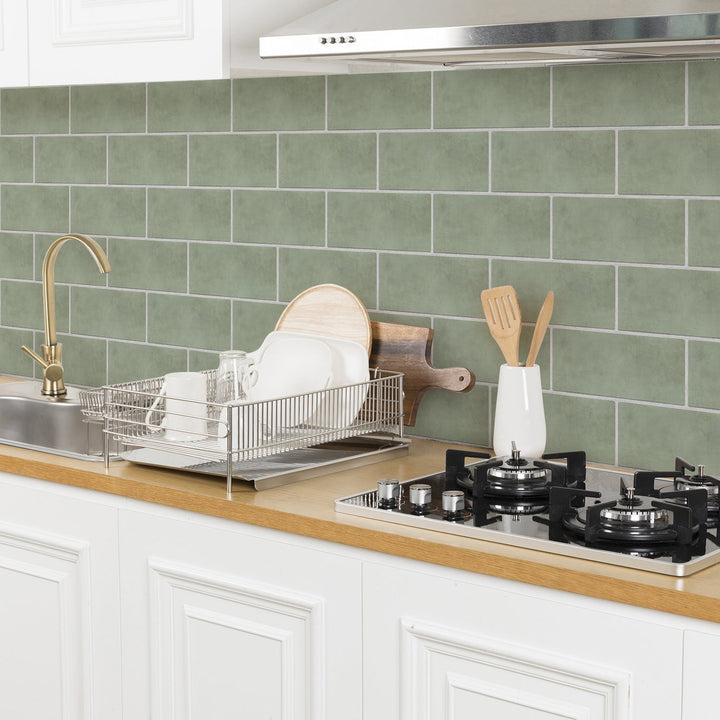 Peel-and-Stick Tile Stickers for Sage-Green Backsplash