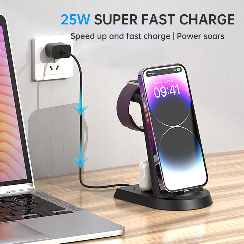 3 in 1 Wireless Charger — Charge Phone, Watch & Earbuds