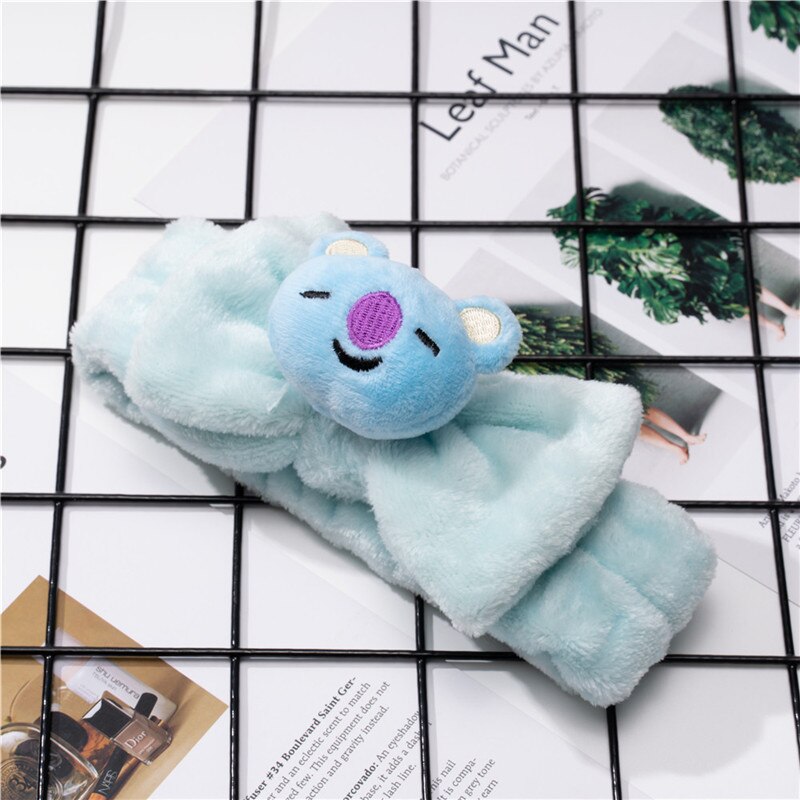 Plush Cartoon Headband – BT21‑Style Spa Hairband for K‑pop