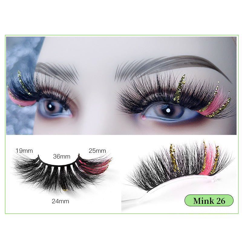 Pink Sequin Mink Lashes 25mm Dramatic Christmas Eyes