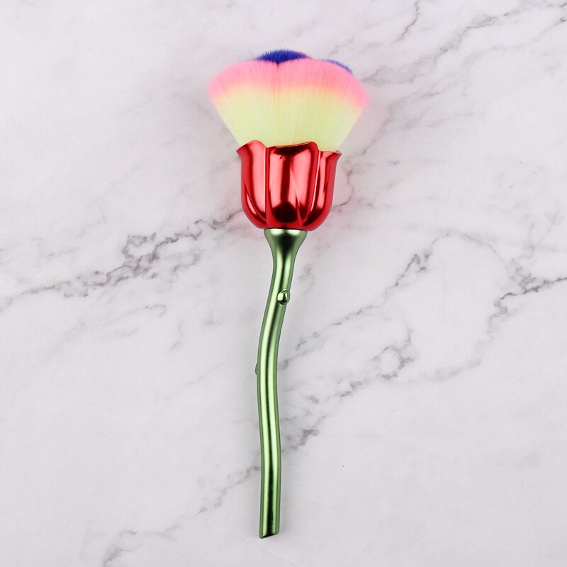 Rose Nail Dust Brush Set — Soft, Fluffy Flower-Shaped Bristles