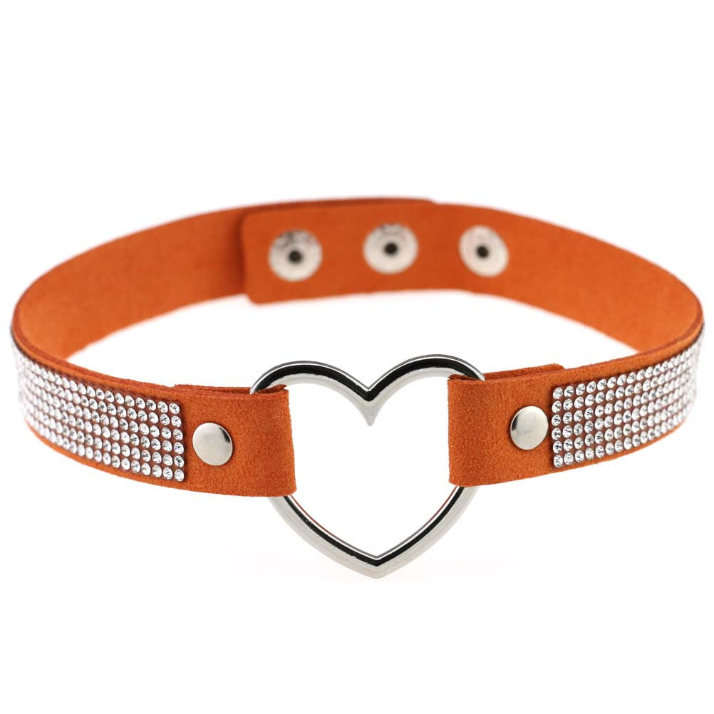 Rhinestone Heart Choker — Statement Harajuku Collar in 10