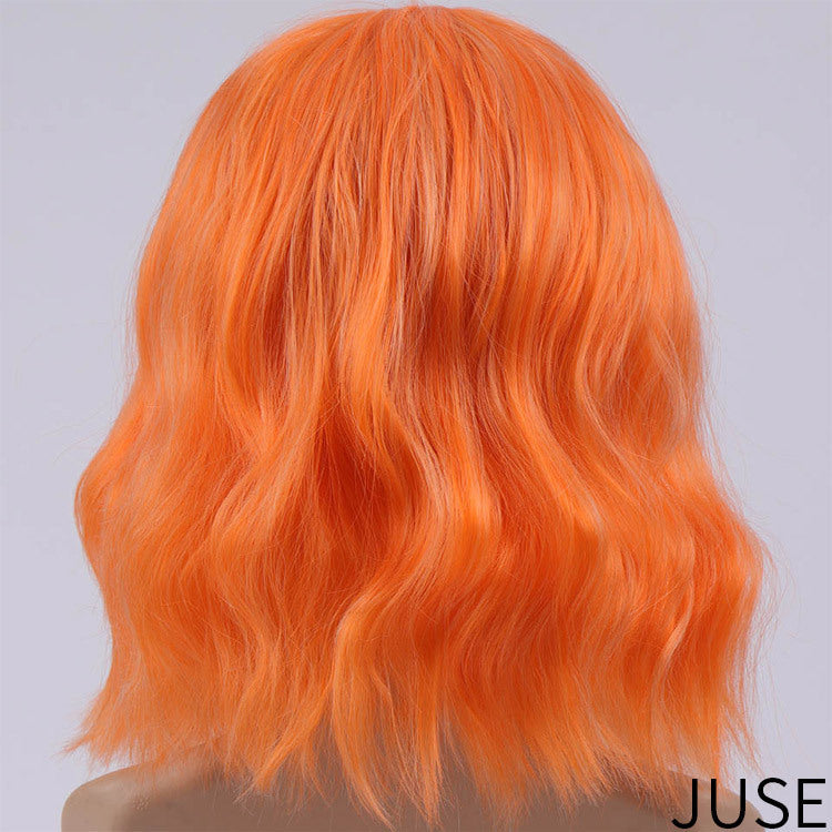 Lavender Curly Bob Wig – Corn Perm Waves, Adjustable Fit