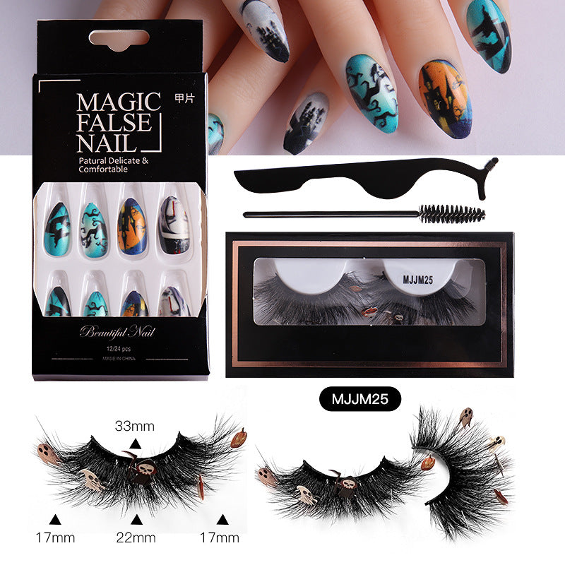 Halloween False Eyelashes & Nail Art Set | Dramatic Look