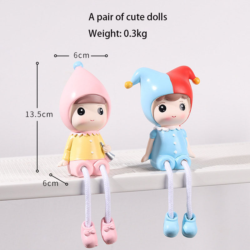Kawaii Cartoon Hanging Dolls — Cute Shelf Sitters for Desk