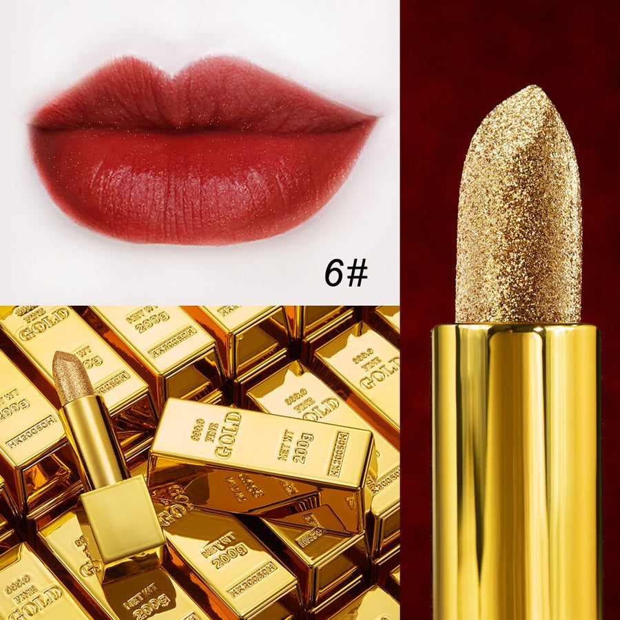 Glitter Lipstick Moisturizing Velvet Matte Gold Makeup