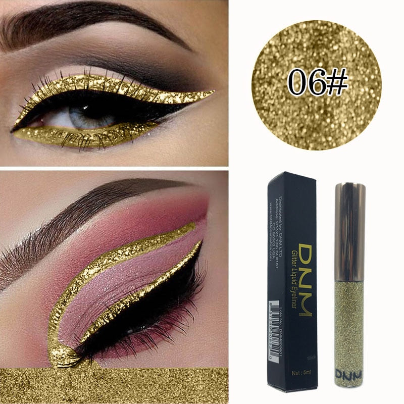 Metallic Liquid Eyeliner for Sparkling 16-Color Looks