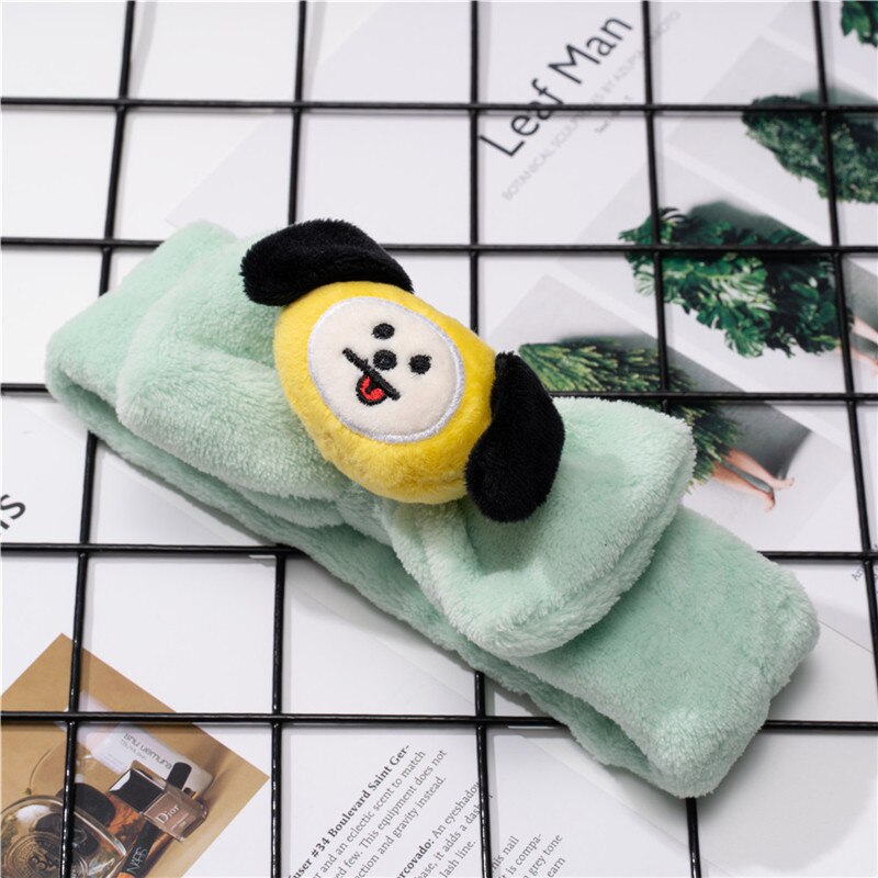 Plush Cartoon Headband – BT21‑Style Spa Hairband for K‑pop