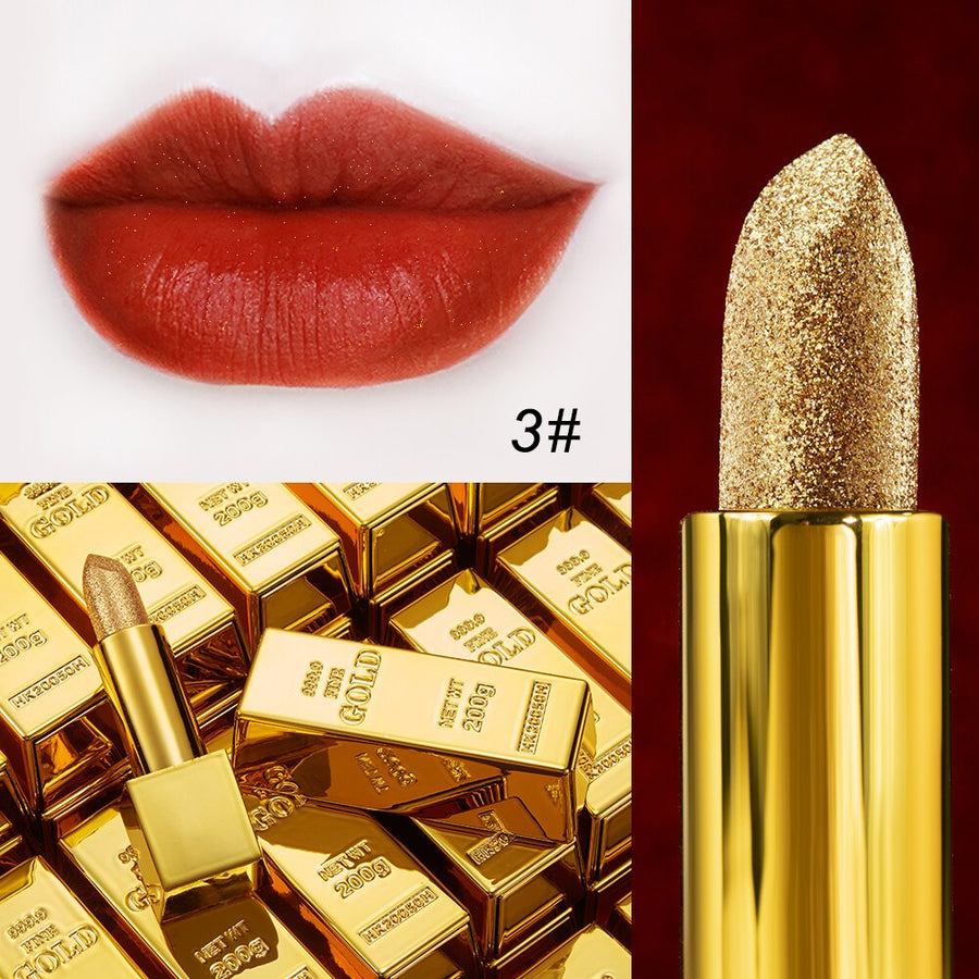 Glitter Lipstick Moisturizing Velvet Matte Gold Makeup