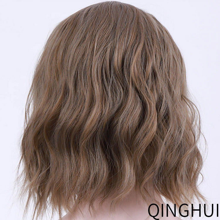 Lavender Curly Bob Wig – Corn Perm Waves, Adjustable Fit