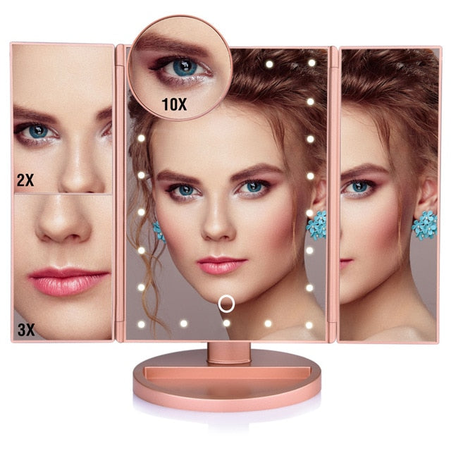 22 LED Lights Touch Screen Makeup Mirror 1X 10X Table Deskto