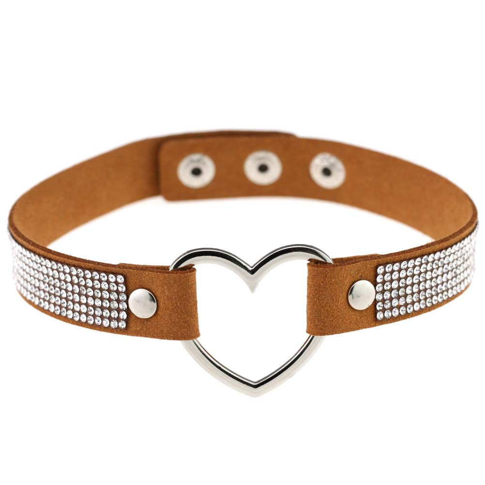 Rhinestone Heart Choker — Statement Harajuku Collar in 10