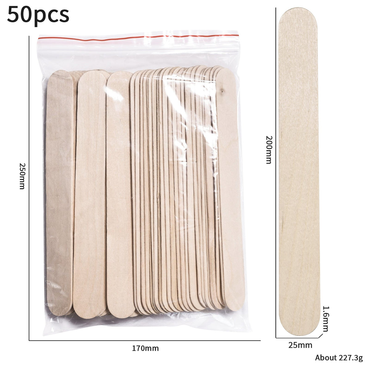 Wax Applicator Sticks 100-Pack — 8 Sizes for Precise Hair