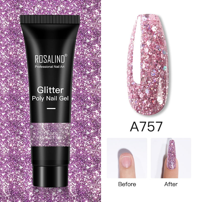 Glitter Poly Nail Gel Extensions for Salon-Style Sparkle