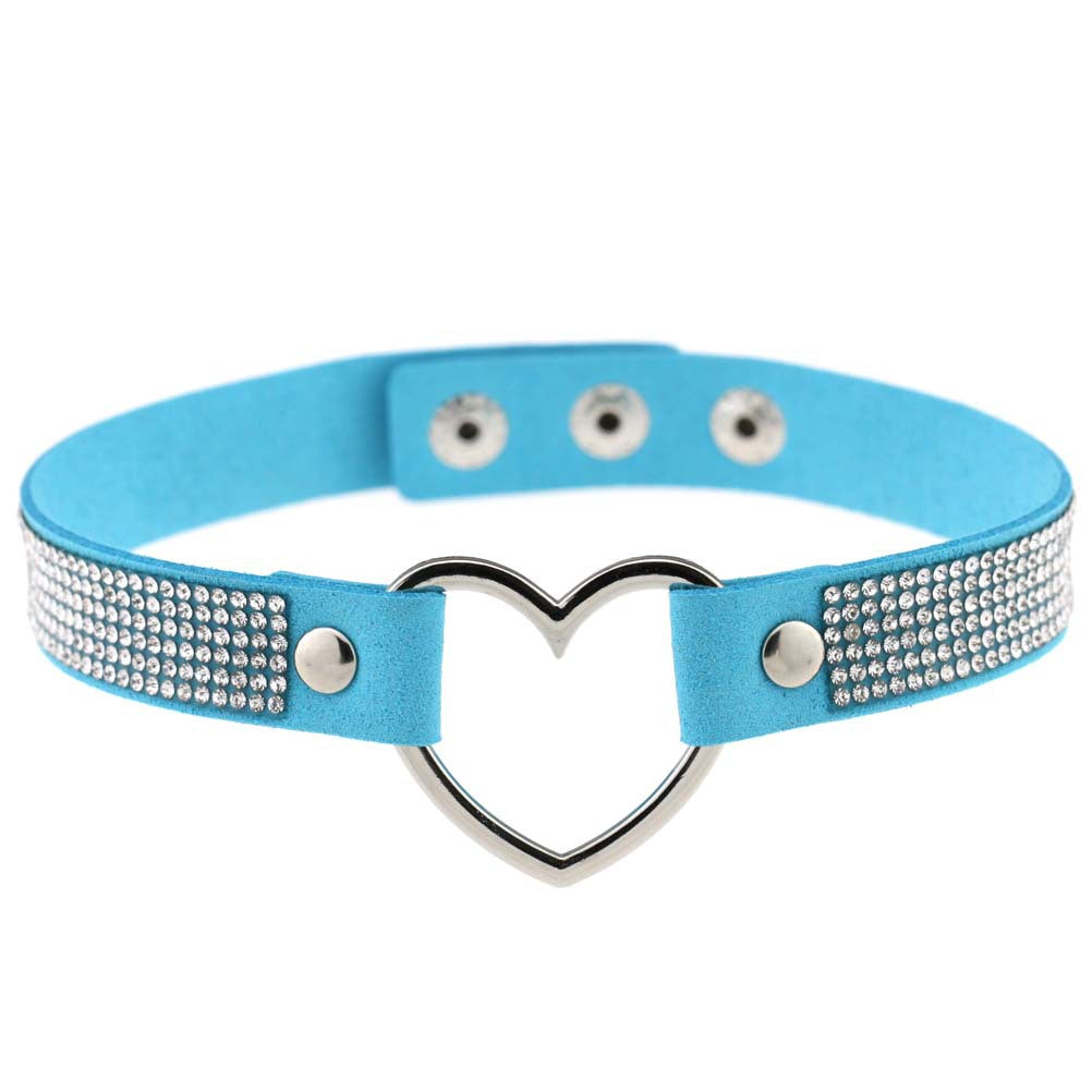 Rhinestone Heart Choker — Statement Harajuku Collar in 10