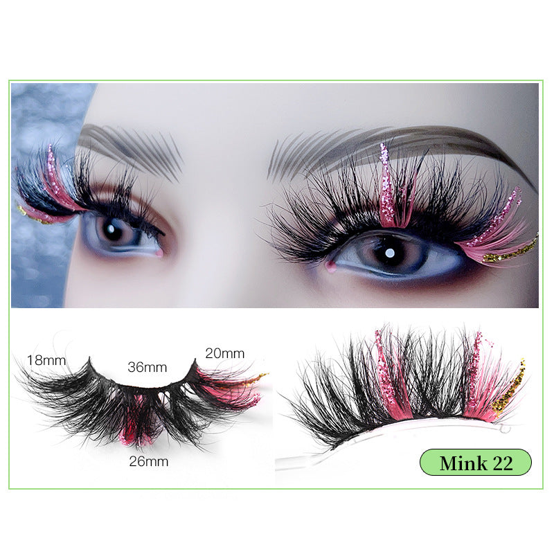 Pink Sequin Mink Lashes 25mm Dramatic Christmas Eyes