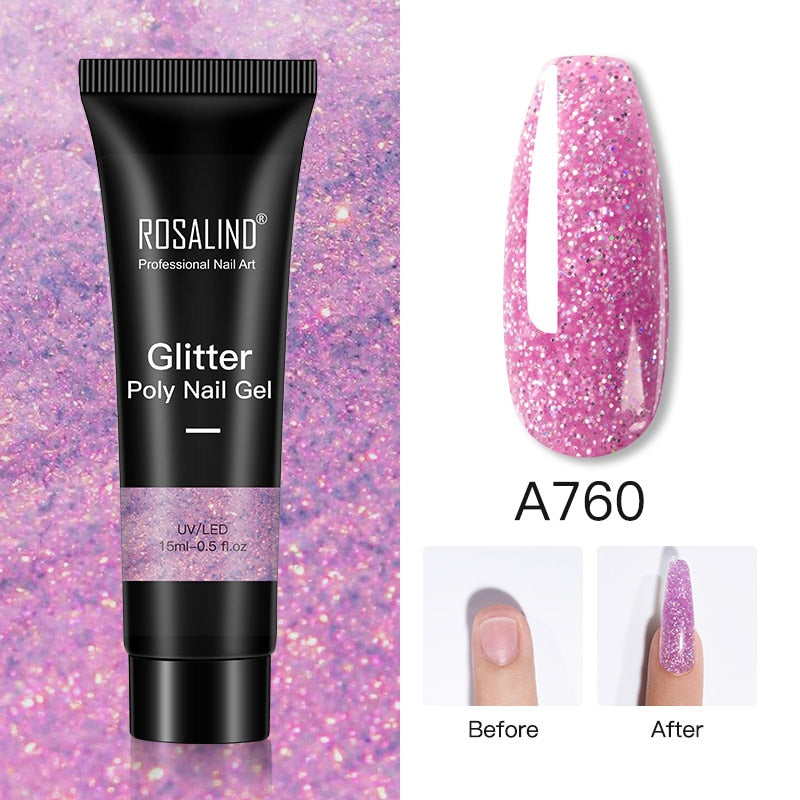 Glitter Poly Nail Gel Extensions for Salon-Style Sparkle