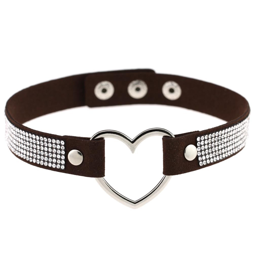 Rhinestone Heart Choker — Statement Harajuku Collar in 10