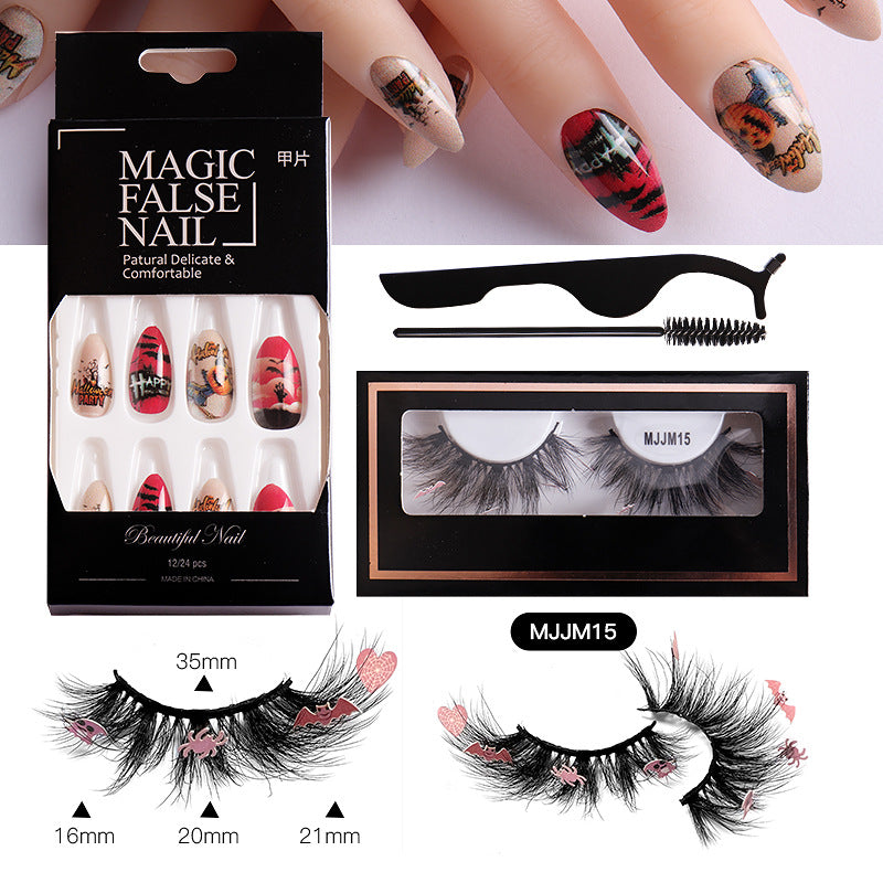 Halloween False Eyelashes & Nail Art Set | Dramatic Look