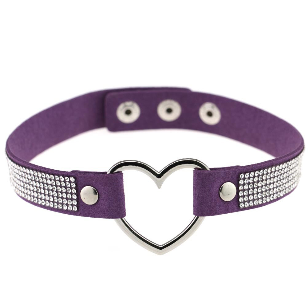 Rhinestone Heart Choker — Statement Harajuku Collar in 10