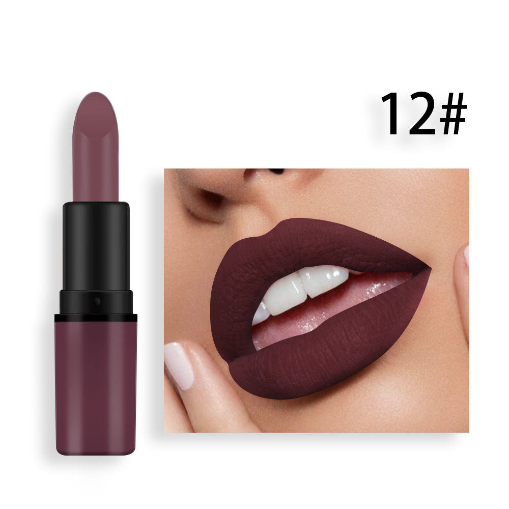 Matte Lipstick 12-Color Collection for Nude to Red Looks