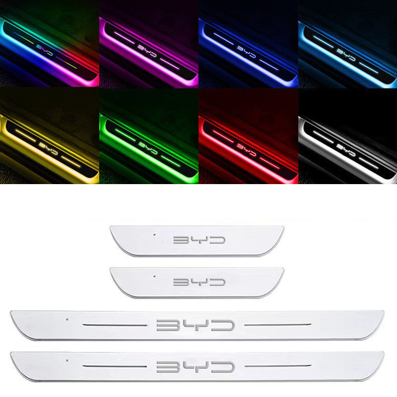 LED Door Sill Scuff Plates — Customizable RGB Neon Lighting