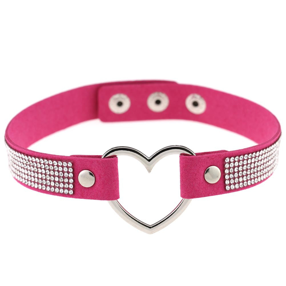Rhinestone Heart Choker — Statement Harajuku Collar in 10