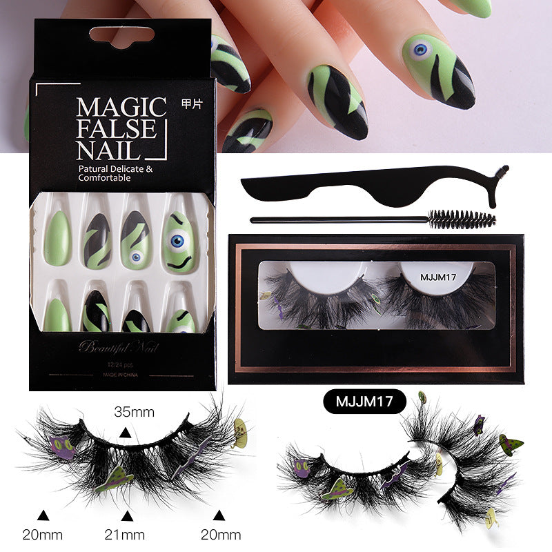 Halloween False Eyelashes & Nail Art Set | Dramatic Look