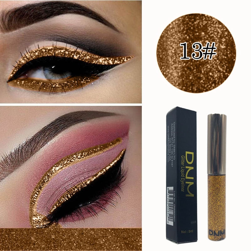 Metallic Liquid Eyeliner for Sparkling 16-Color Looks