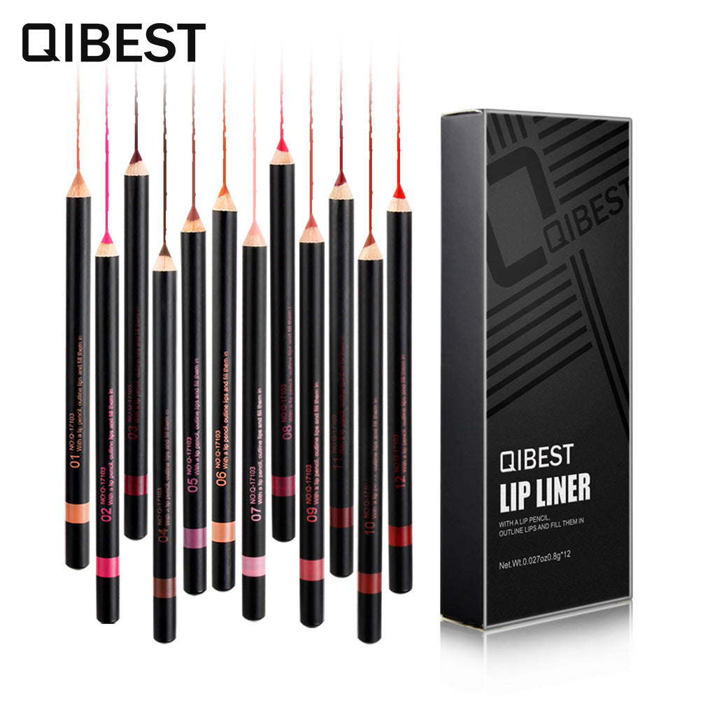 Waterproof Lip Liner Set, 12 Shades for Precise Definition