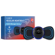EOHOE Regular Heartbeat Health Massager Device with packaging showing three electrode pad units with digital display