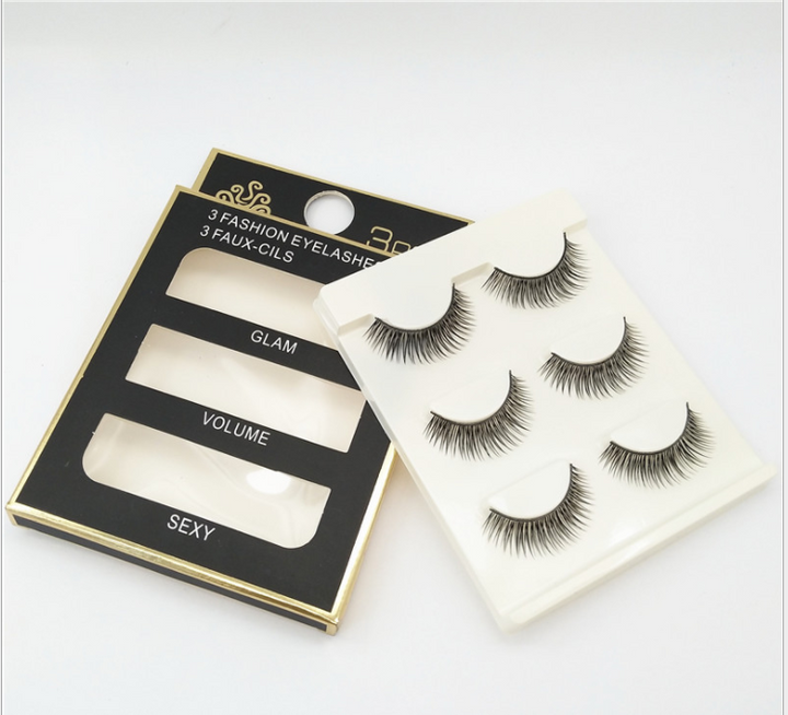 3 Pairs Hand-Made False Lashes — Natural Length & Soft Comfort