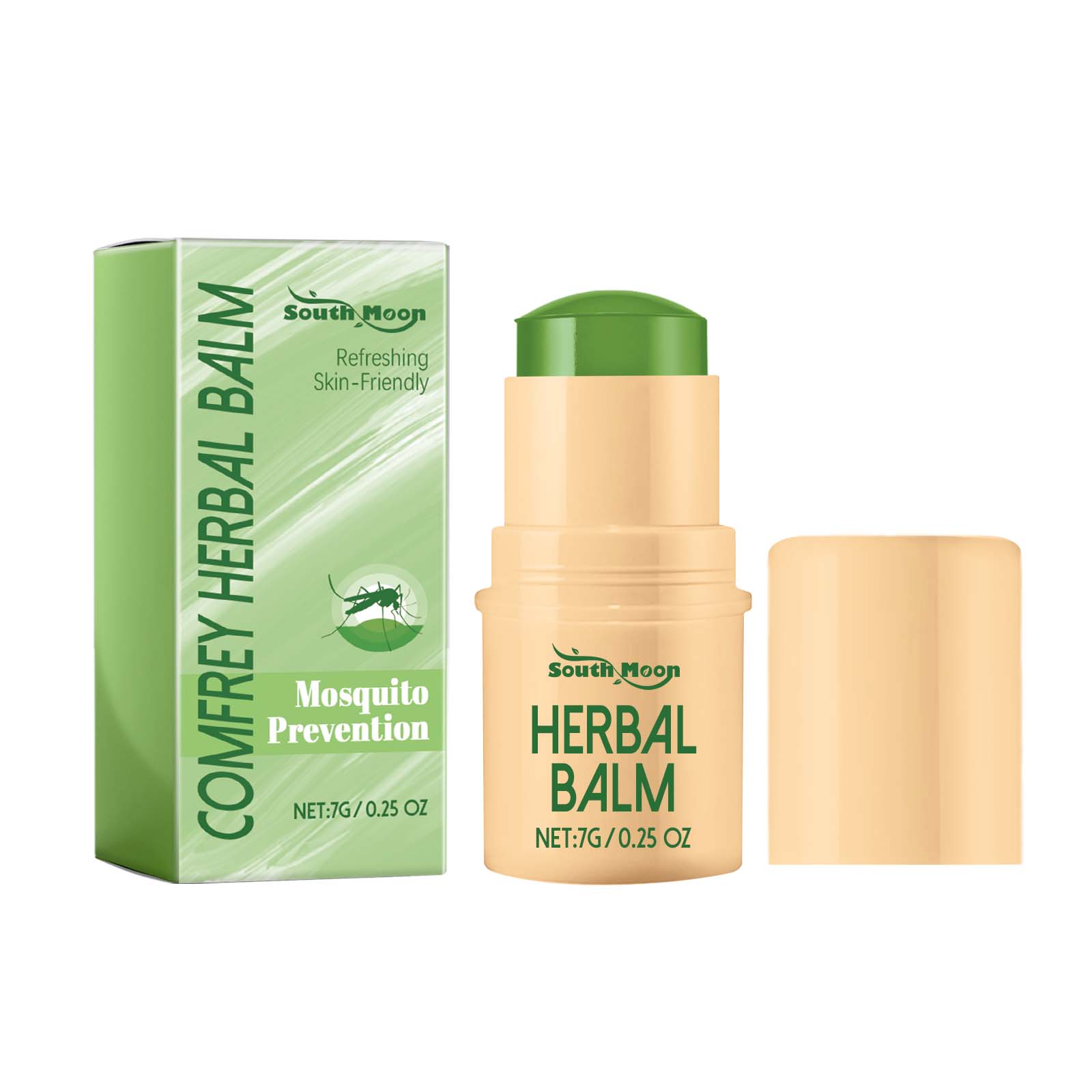 Product packaging and twist-up stick balm with green box
