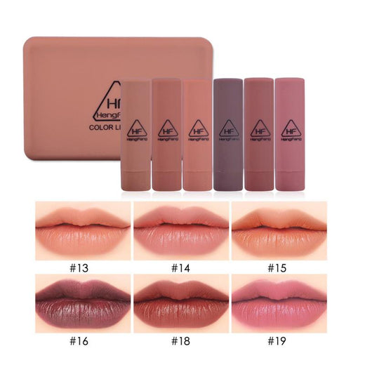 Matte Lipstick Set With Mirror, 6 Nude & Rose Shades