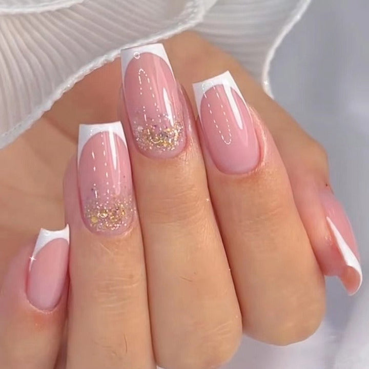 French Glitter Press-On Nails – Perfect Manicure in 10 Minutes