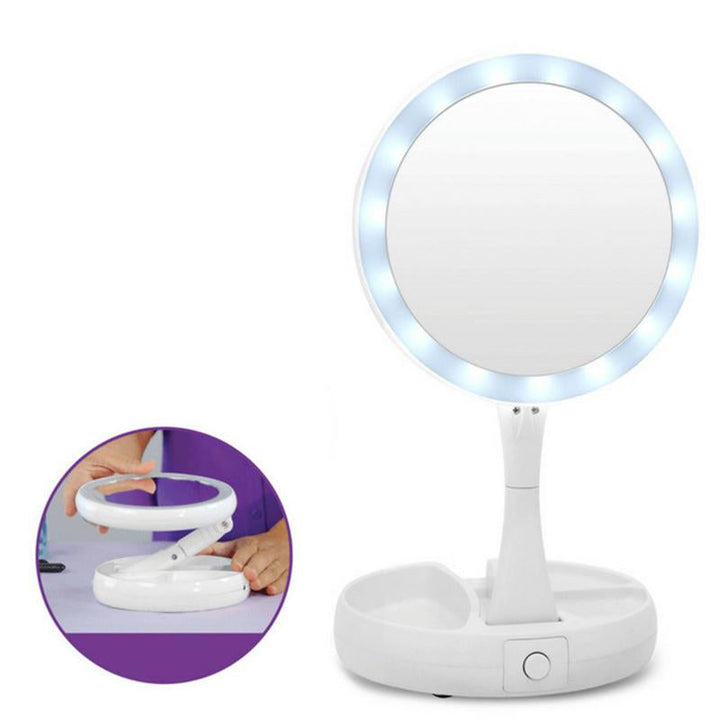 LED Vanity Mirror with Lights — Folds Flat for Travel