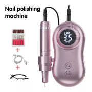 Complete nail polishing machine kit with all included accessories laid out