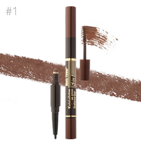 Music Flower brand complete eyebrow set lineup with 5 coordinated products and color swatches