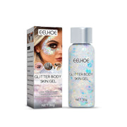 EELHOE Glitter Body Skin Gel packaging and single bottle with holographic sequins visible