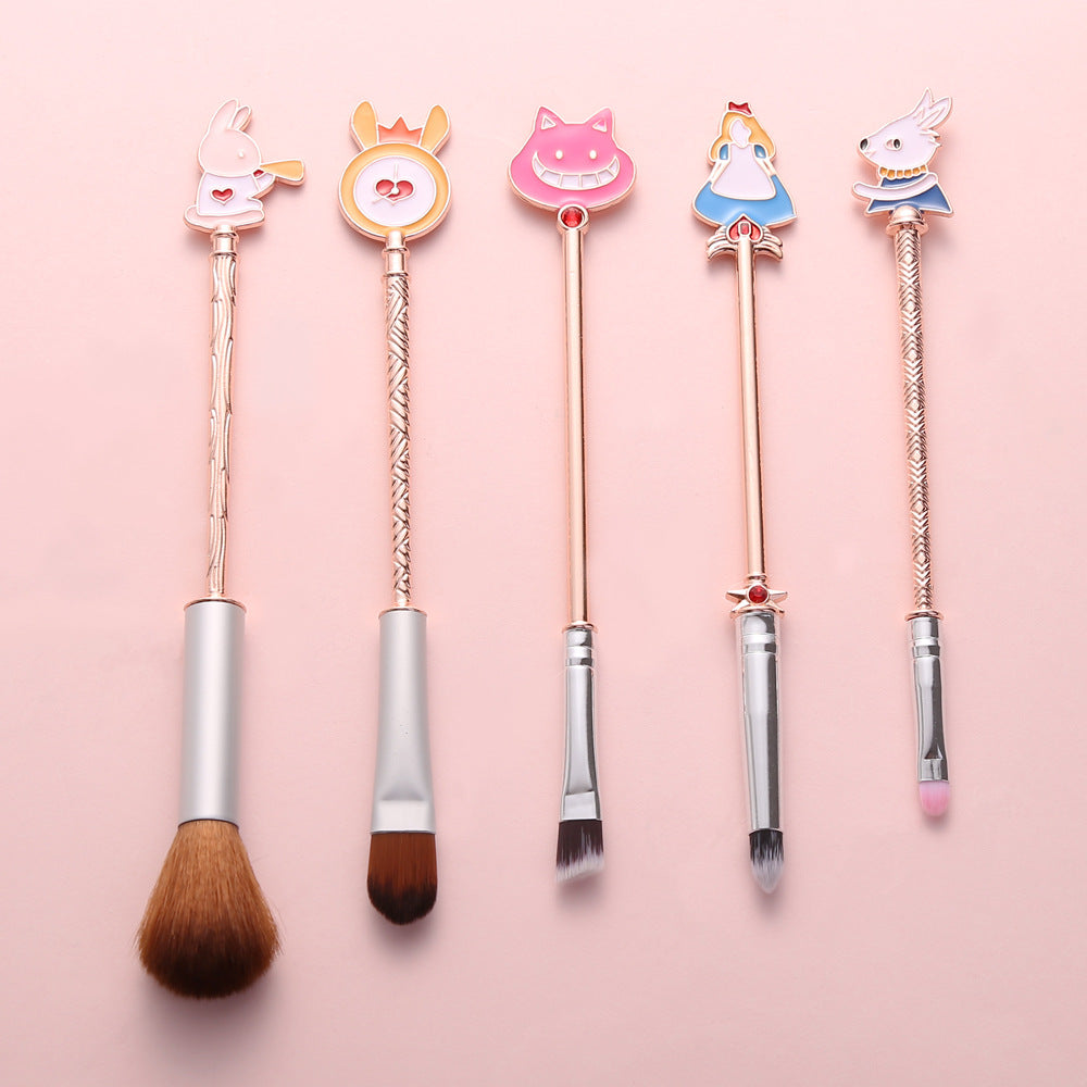 Alice Makeup Brush Set — 5 Enchanted Wand Brushes with Charms