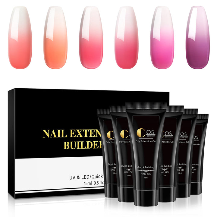 6-Color Nail Extension Gel — Temperature-Change, Painless