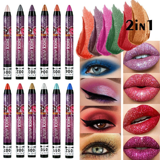 Eye and Lip Pencil Set: 36 Glitter Shades, 2-in-1