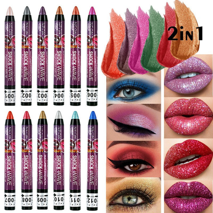 Eye and Lip Pencil Set: 36 Glitter Shades, 2-in-1