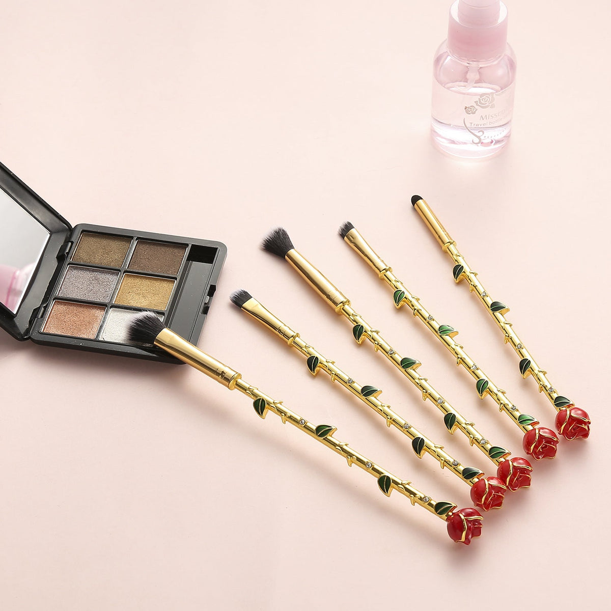 Rose Gold Makeup Brushes — Enchanted Beauty Gift Set, 5-Piece