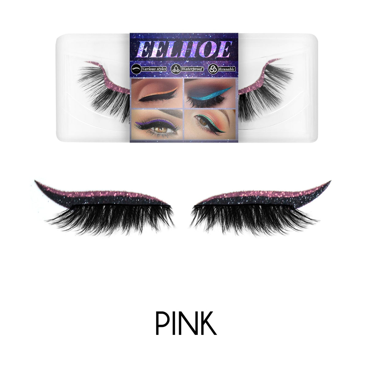 Self-Adhesive False Eyelashes With Glitter Eyeliner